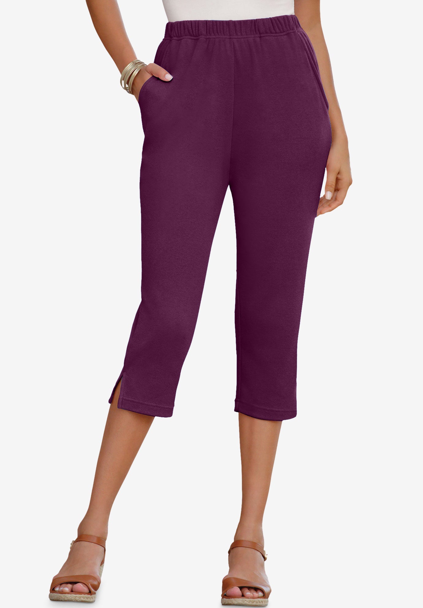 Plus Size Soft Knit Pull-On Capri Pant image number 0