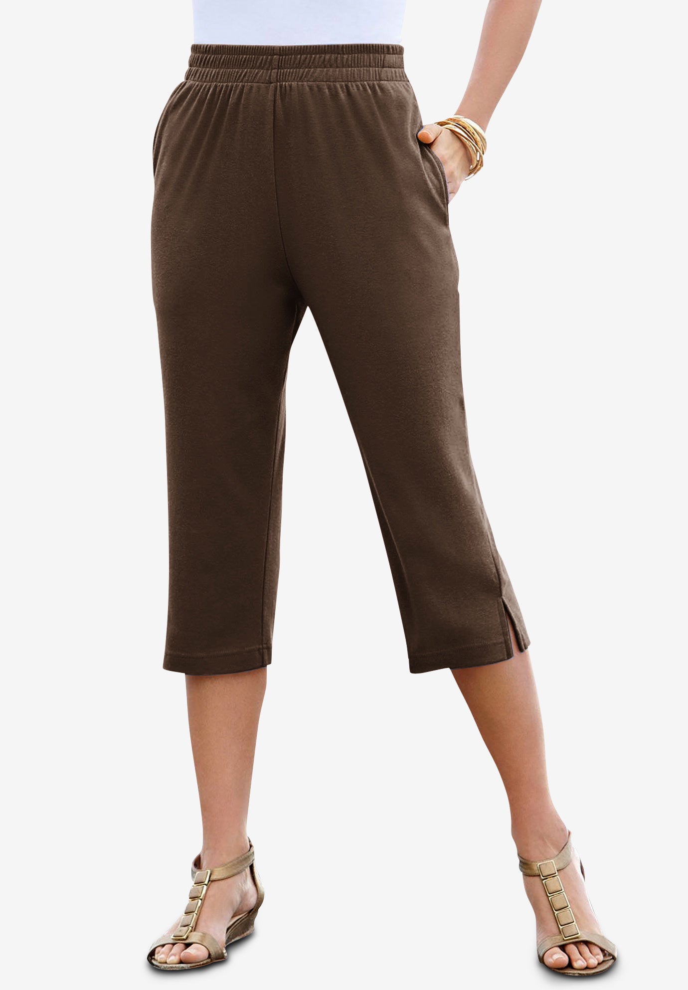 Plus Size Soft Knit Relaxed Pull-On Capri Pant image number 0