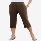Plus Size Soft Knit Relaxed Pull-On Capri Pant image number null