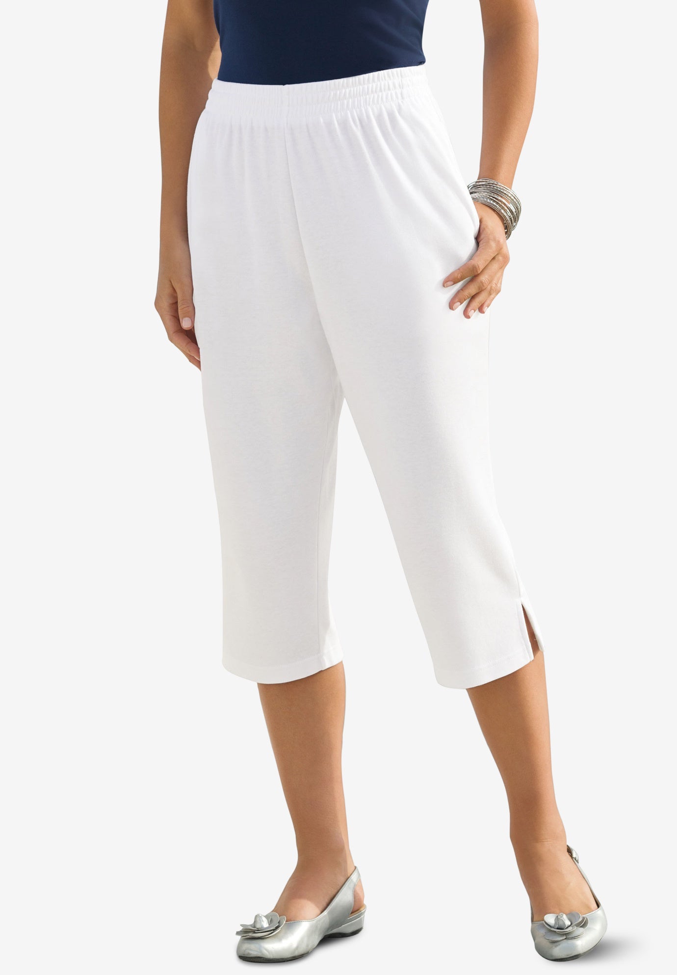 Plus Size Soft Knit Pull-On Capri Pant image number 0