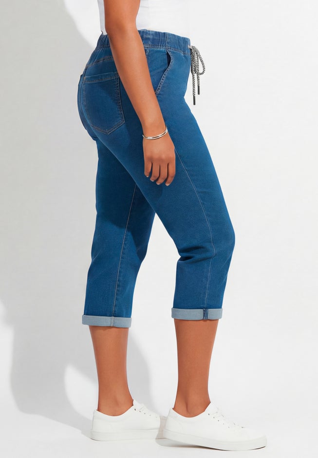Relaxed Rolled Knit Jean Capri image number 2