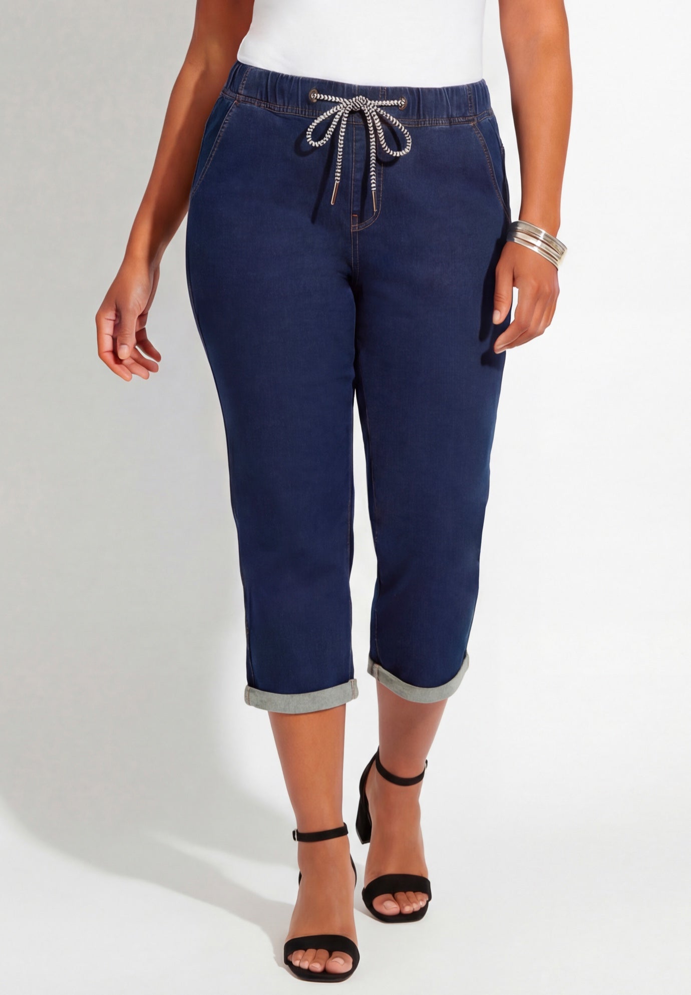 Relaxed Rolled Knit Jean Capri image number 0