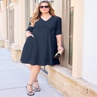 Eyelet Fit & Flare Faux Wrap Dress image number 1
