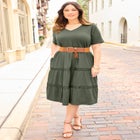 Gauze Crochet Tiered Dress image number null