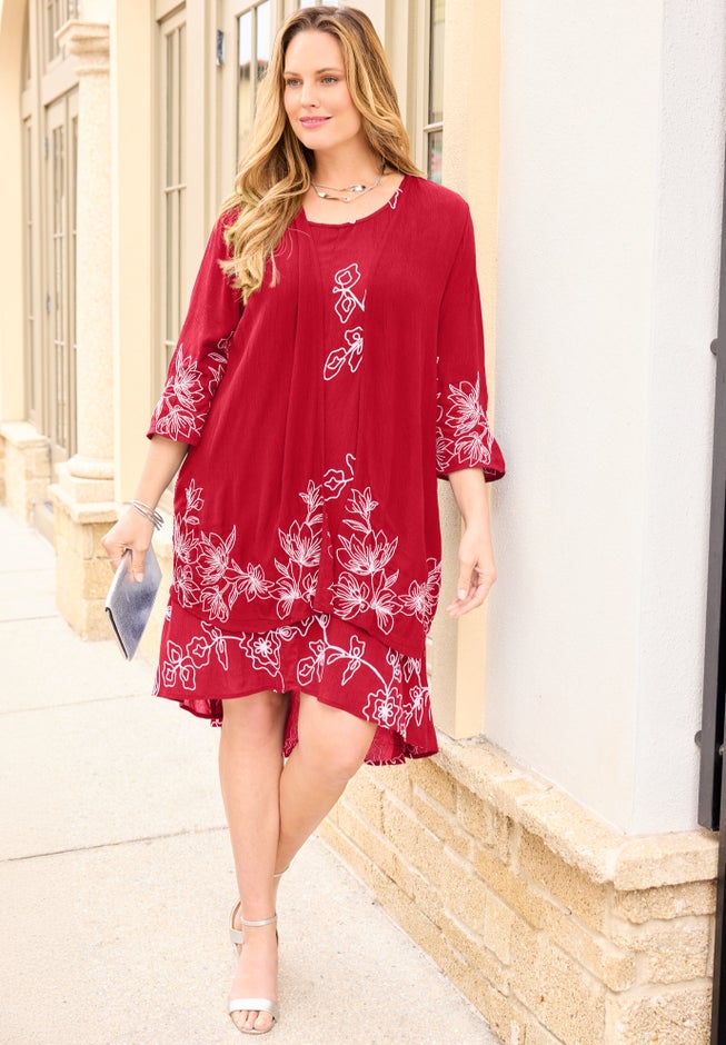 Gauze Embroidered Tank Dress image number 1