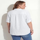 Linen Blend Roll-Cuff Camp Shirt image number null