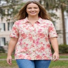 Linen Blend Roll-Cuff Camp Shirt image number null