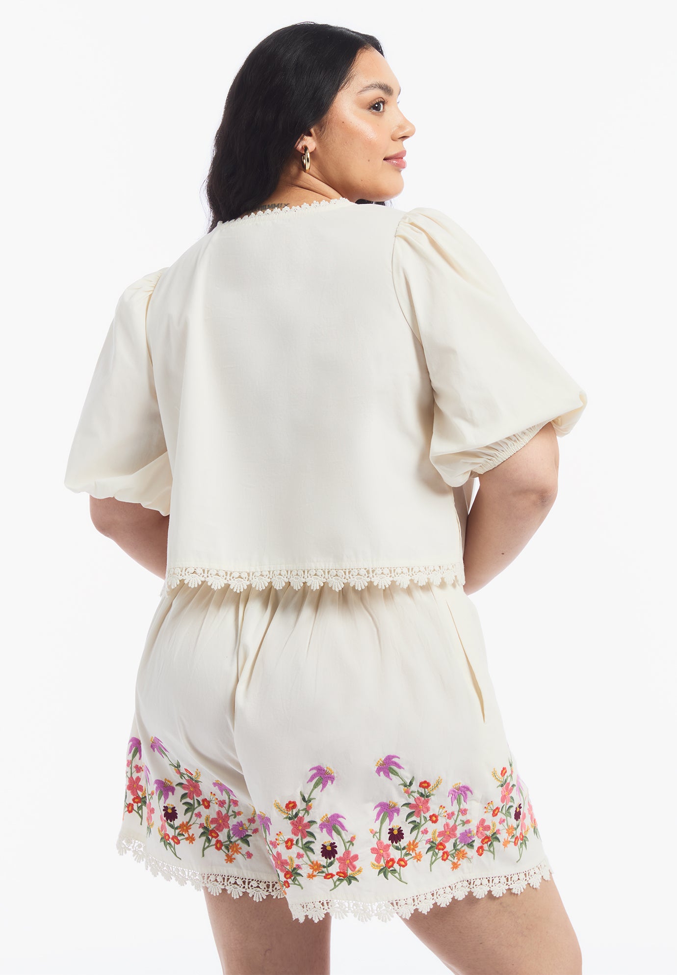 Lace-Trim Embroidered Poplin Top image number 2