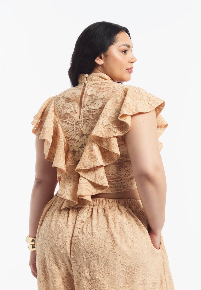 Floral Lace Ruffle Top image number 2