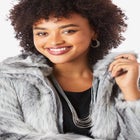 Plus Size Mid-Length Hooded Faux Fur Coat image number null
