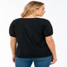 Plus Size Shirred Eyelet Button-Front Blouson Tunic image number 1