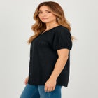 Plus Size Shirred Eyelet Button-Front Blouson Tunic image number 2