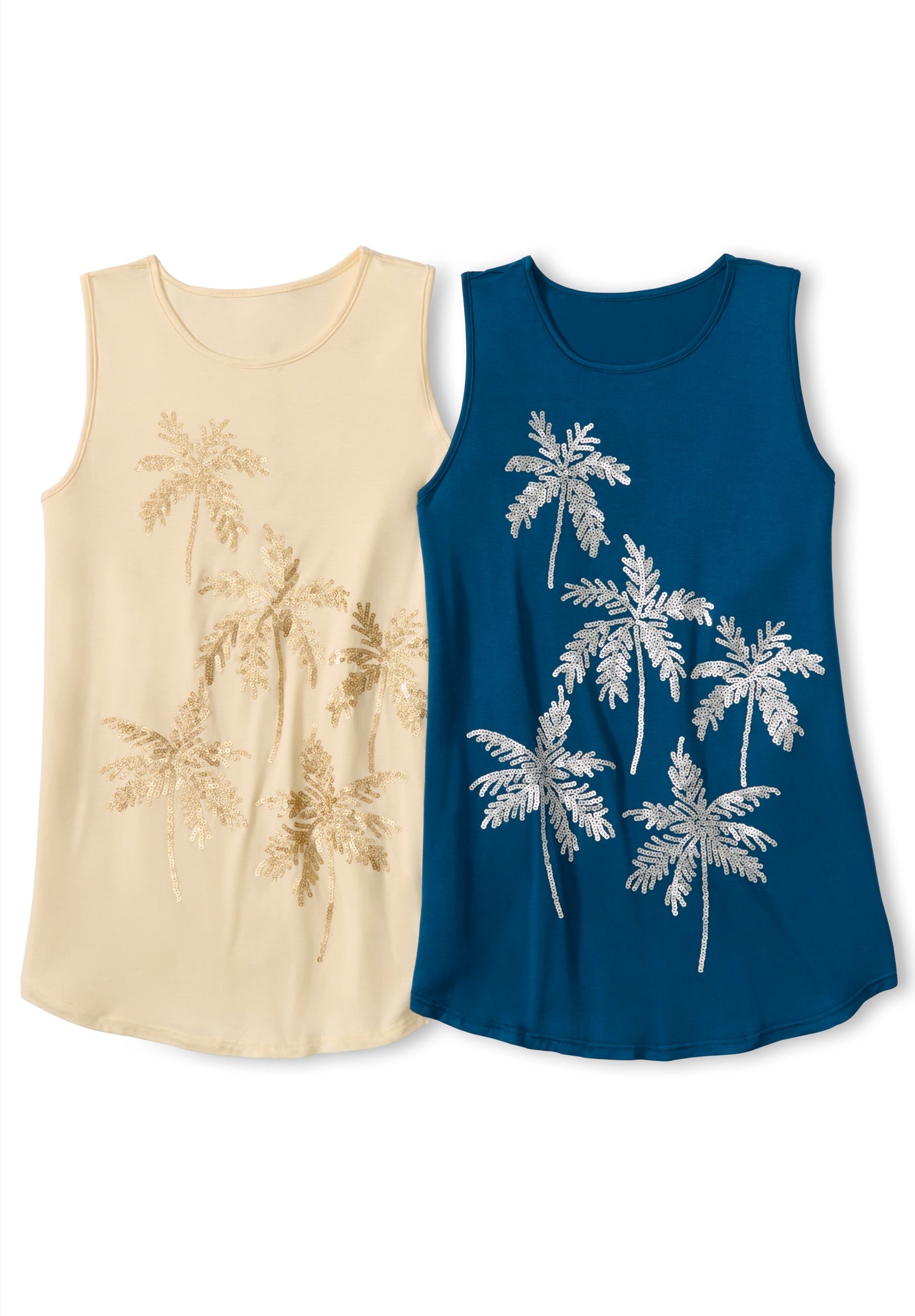 Plus Size Ribbed Crewneck Sequin Tank image number 1