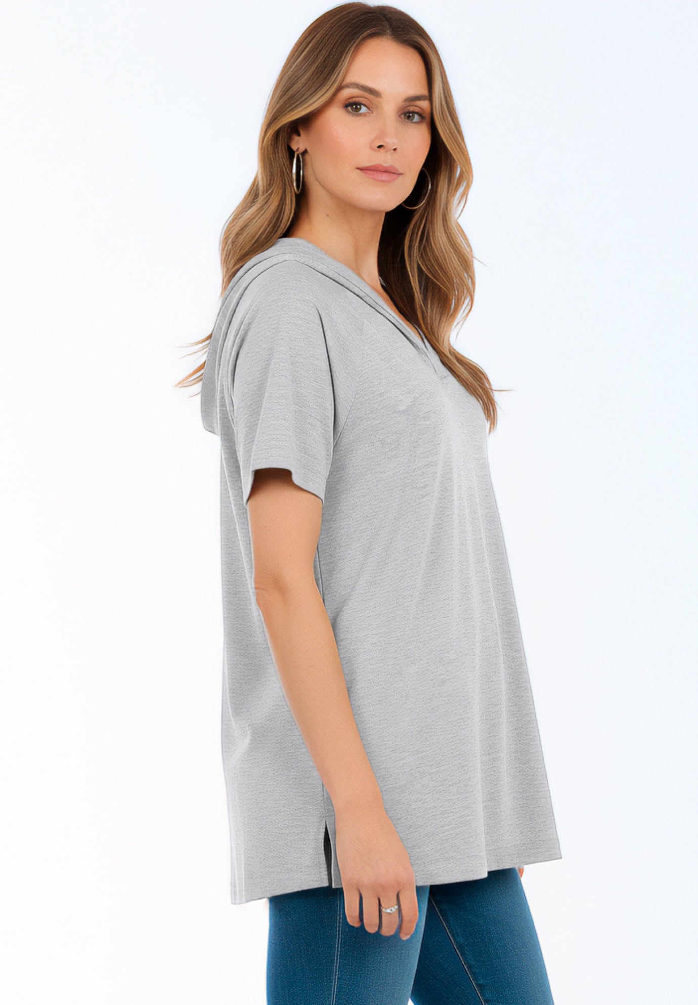 Plus Size Comfort+ Fleece V-Neck Hooded Sweatshirt image number 2