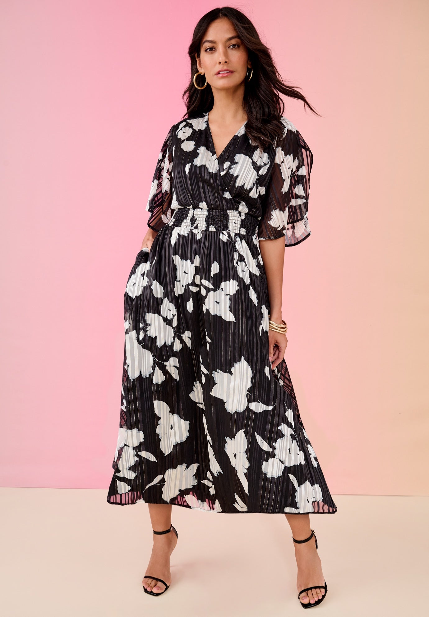 Extended Plus Striped Lurex Maxi Dress image number 0