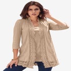 Crochet Trim Pointelle Cardigan image number null