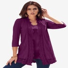 Crochet Trim Pointelle Cardigan image number null