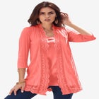 Crochet Trim Pointelle Cardigan image number null