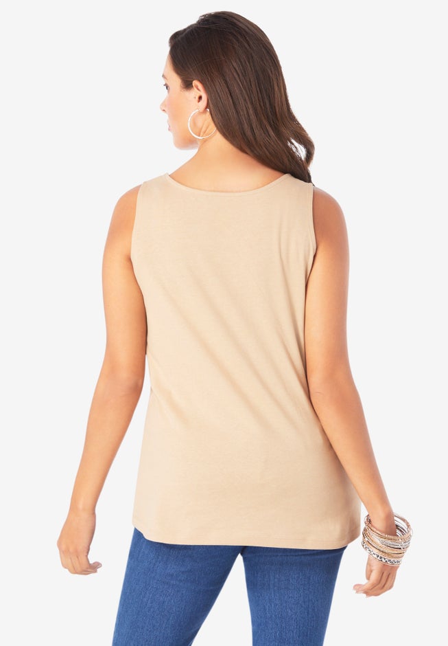 Plus Size Cotton Scoopneck Tank Top image number 1