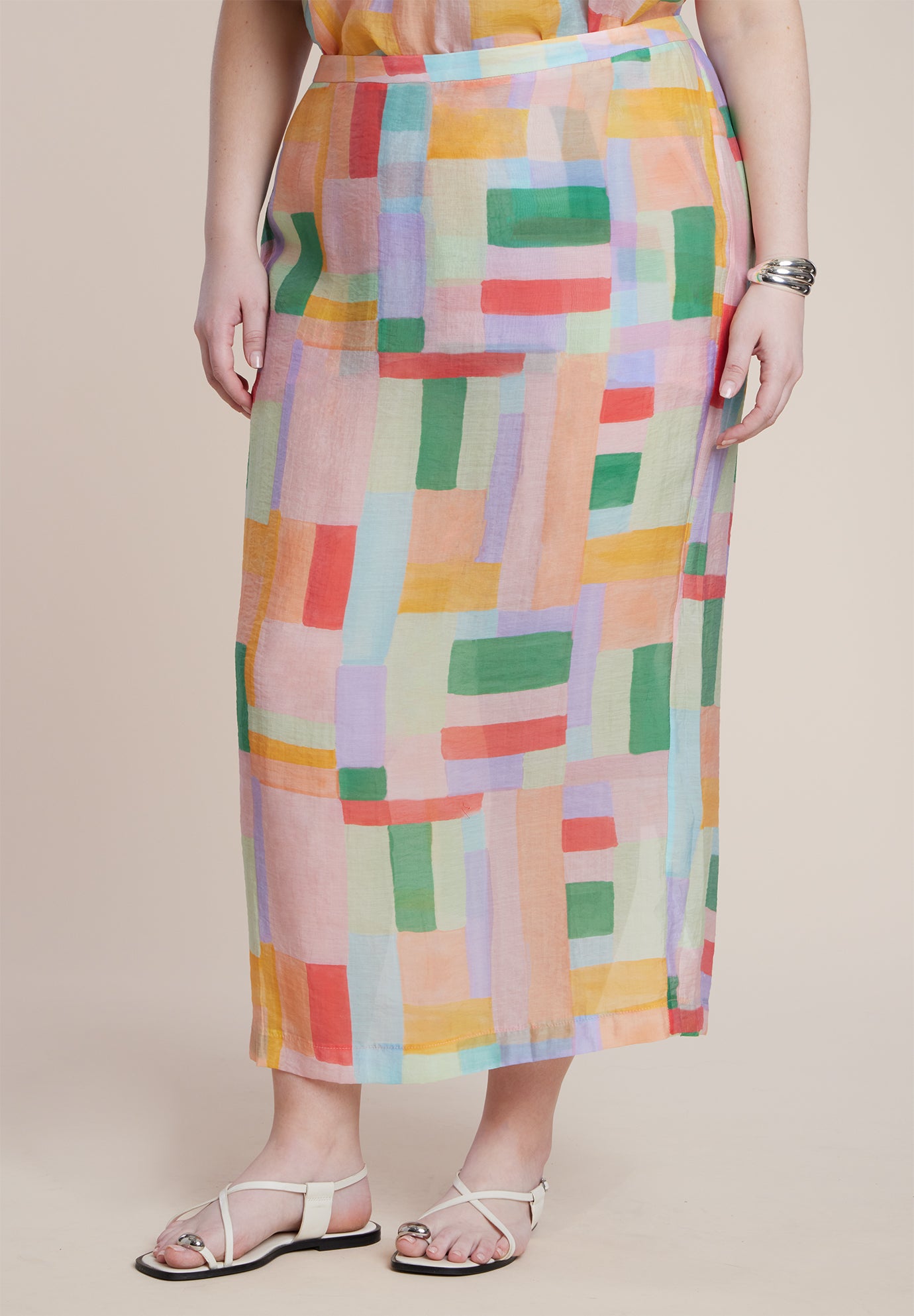 Sheer Printed Organza Skirt image number 1