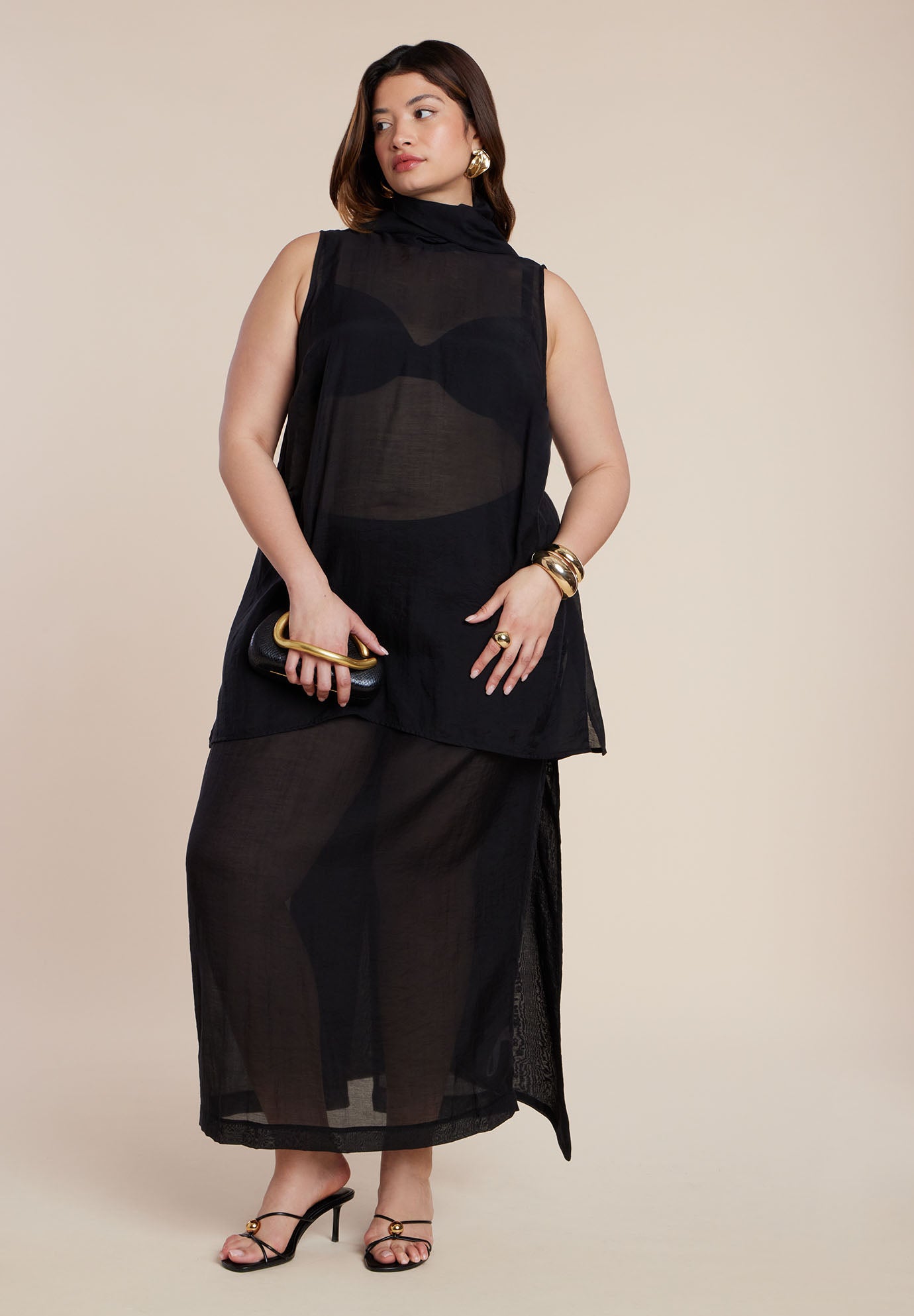 Sheer Printed Organza Skirt image number 2