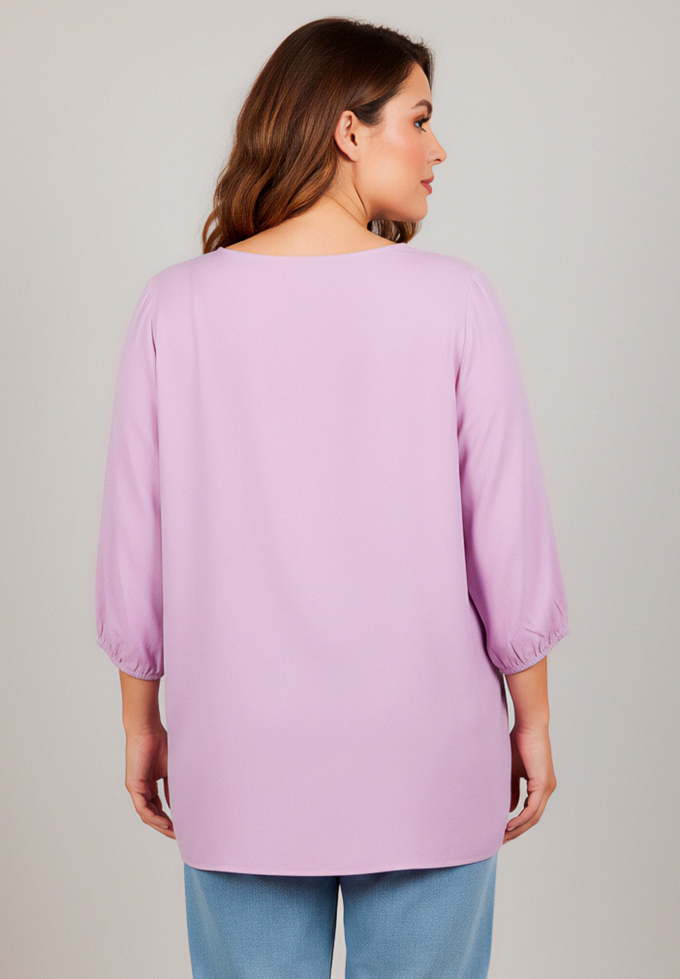 Lace Neckline Peasant Blouse image number 1