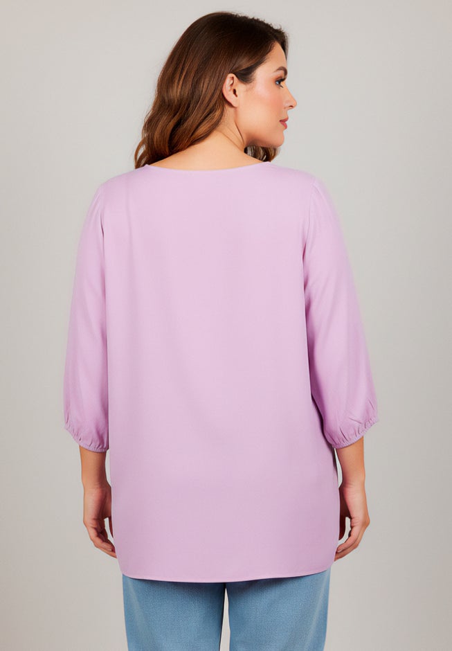 Lace Neckline Peasant Blouse image number 1