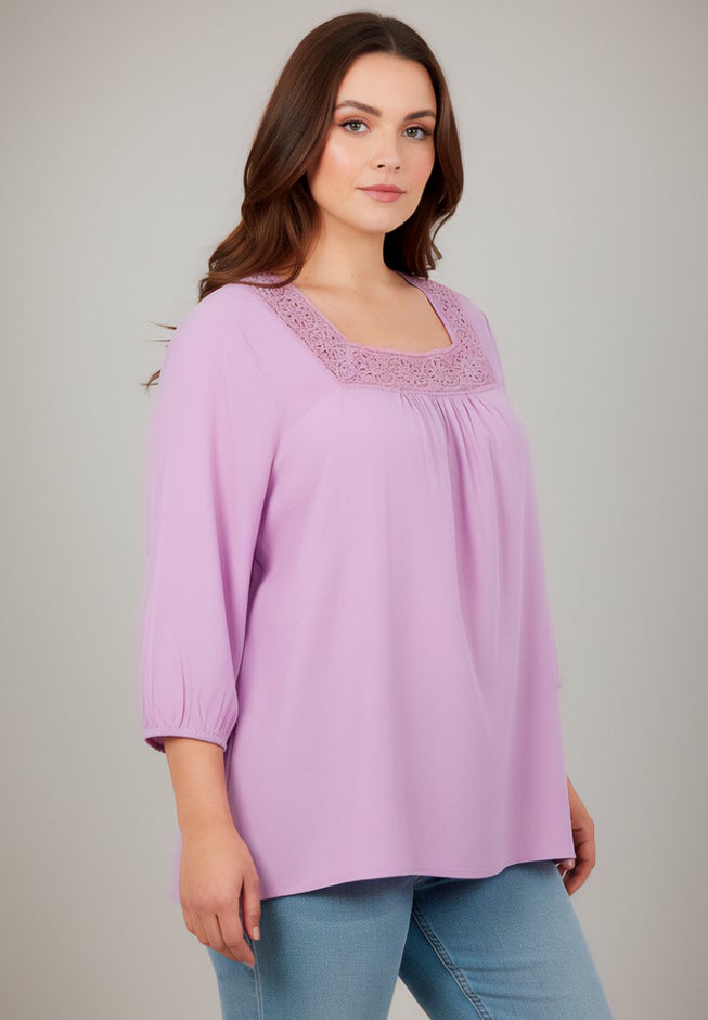 Lace Neckline Peasant Blouse image number 2