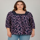 Lace Neckline Peasant Blouse image number null