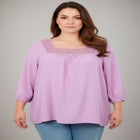 Lace Neckline Peasant Blouse image number null