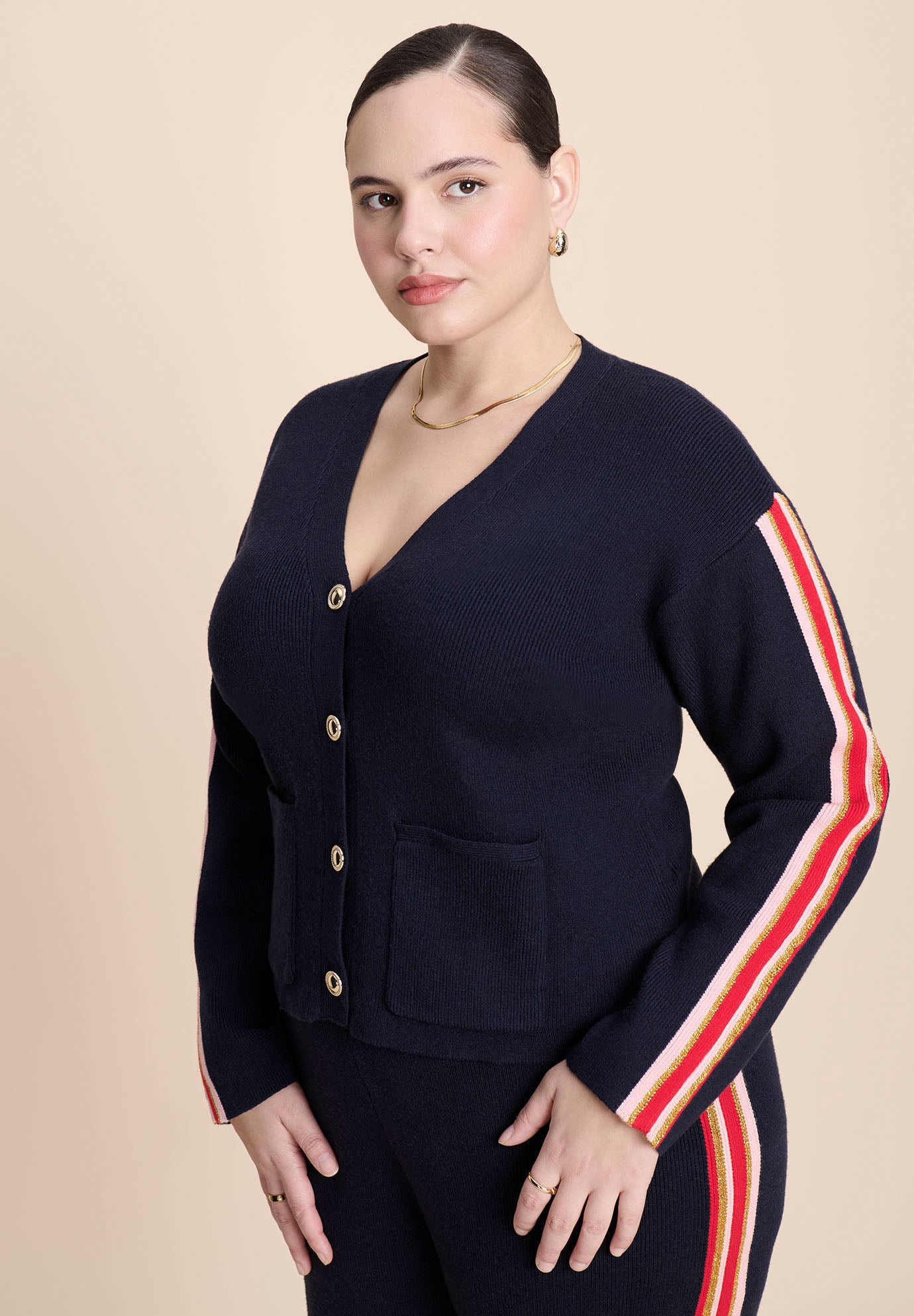 Lurex Stripe Cardigan image number 1