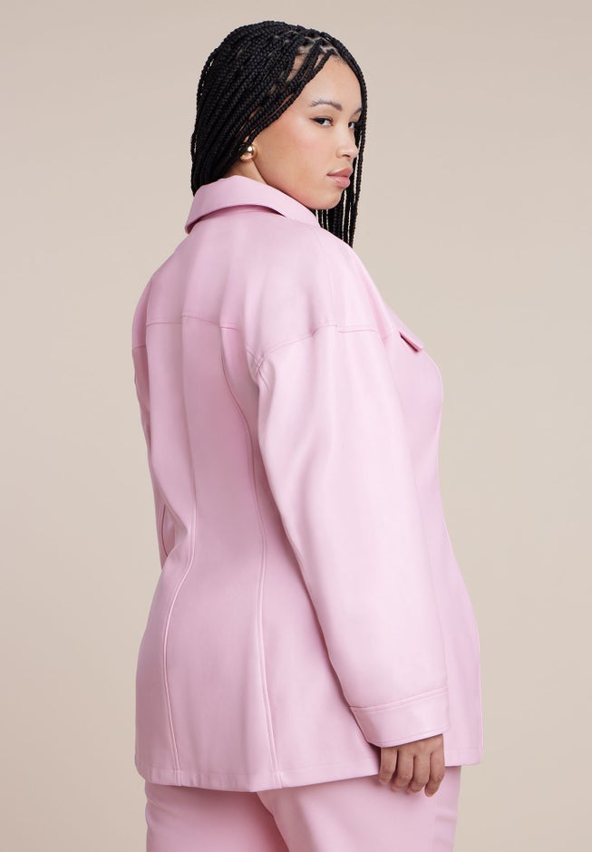 Pocket Detail Faux Leather Jacket image number 2