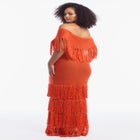 Off-Shoulder Fringe Sweater Dress image number 2