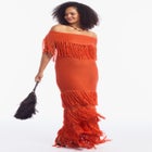 Off-Shoulder Fringe Sweater Dress image number 3