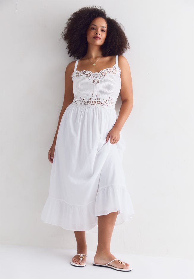 Cotton Voile Lace Maxi Dress image number 3