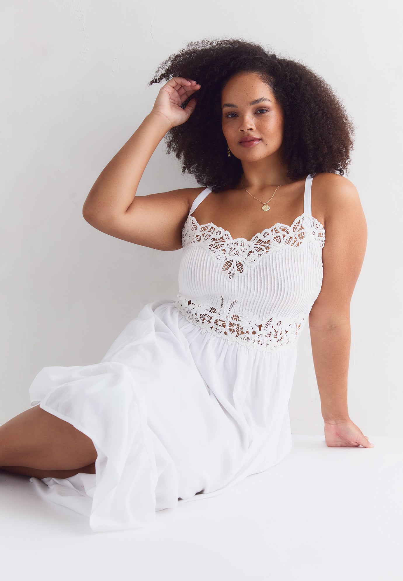 Cotton Voile Lace Maxi Dress image number 5