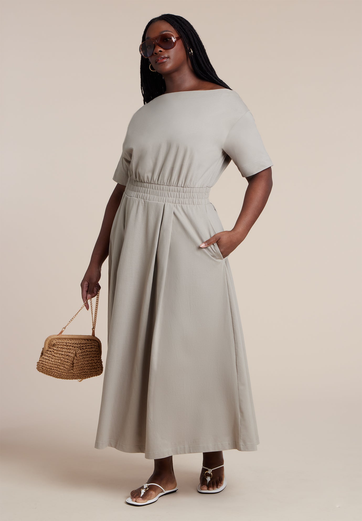 Asymmetrical Neck A-Line Dress image number 3