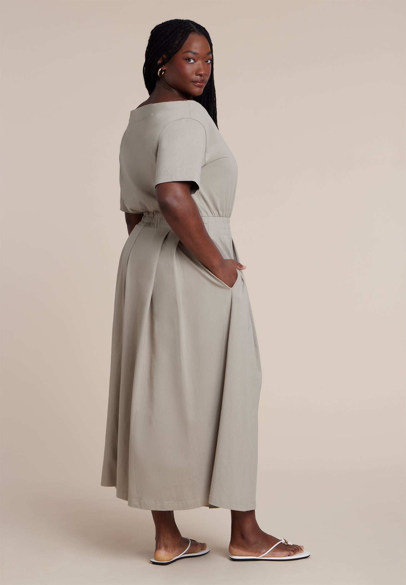 Asymmetrical Neck A-Line Dress image number 4