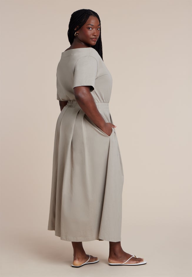 Asymmetrical Neck A-Line Dress image number 4