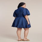 Bubble Detail Denim Mini Dress image number null