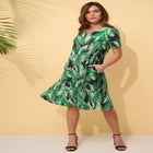 Plus Size Stretch Knit Pocket Swing Dress image number 0
