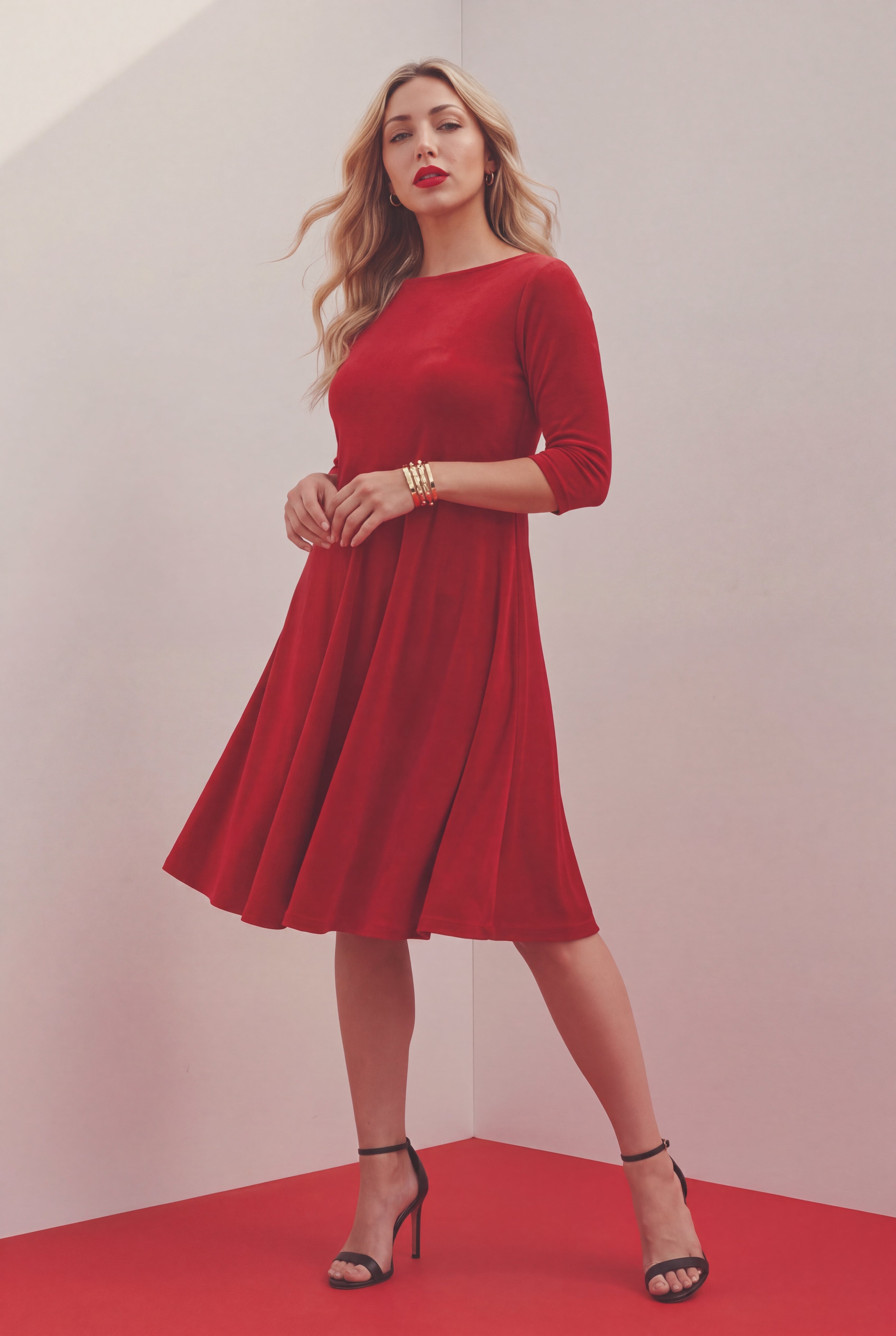Velour Swing Drape Dress image number 0