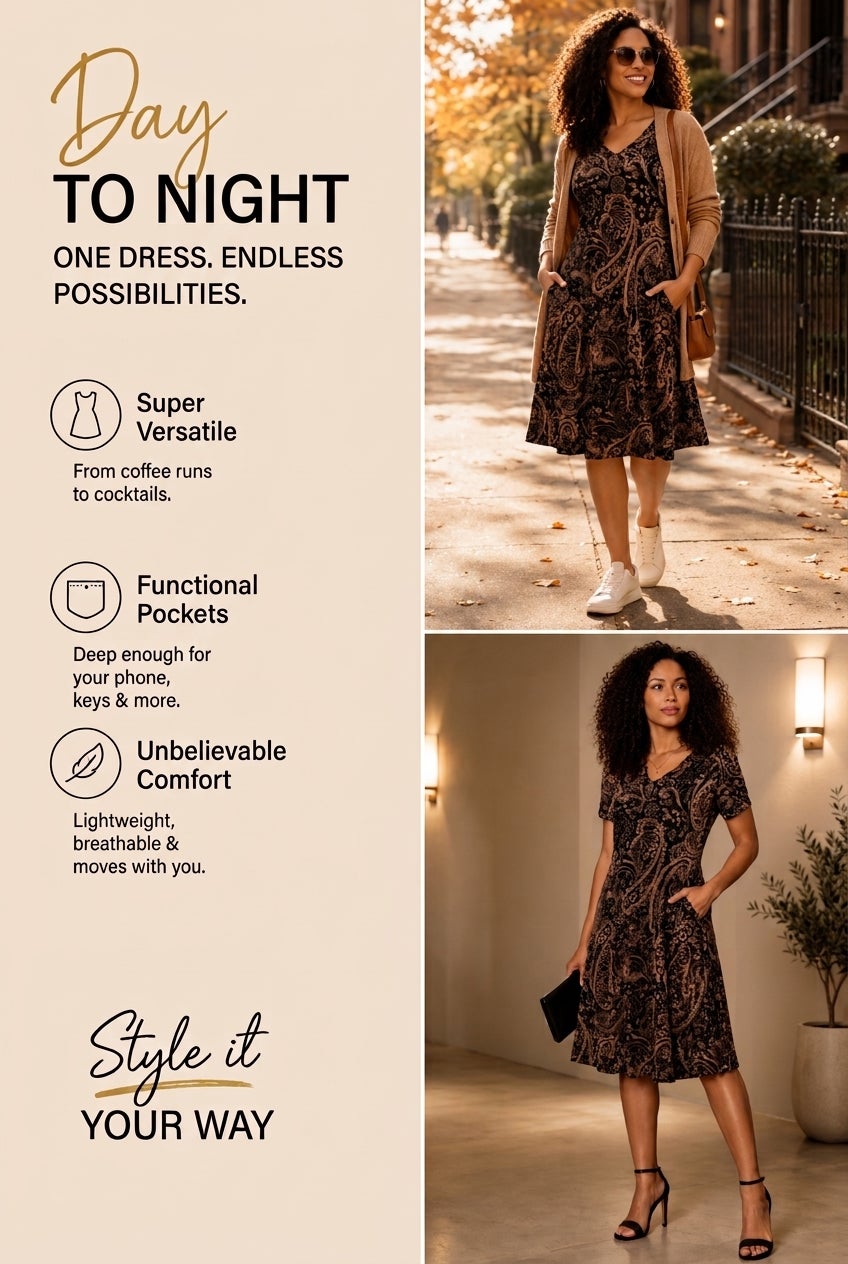 Plus Size Stretch Knit Pocket Swing Dress image number 1