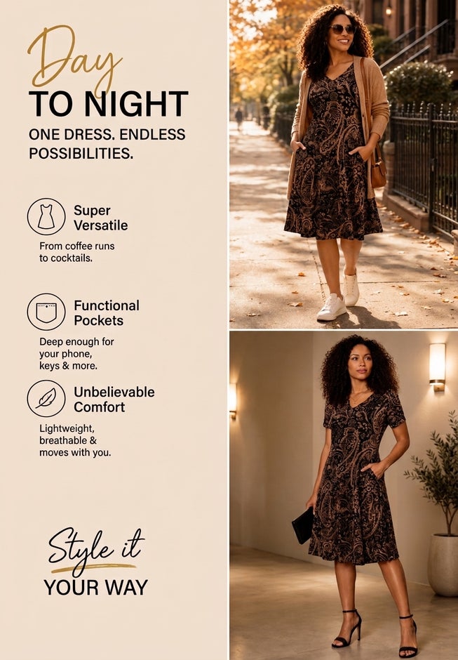 Plus Size Stretch Knit Pocket Swing Dress image number 1