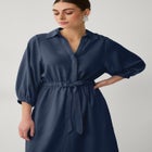 Linen Blend Tie Waist Midi Dress image number 2