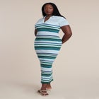 Stripe Stitch Collar Sweater Dress image number null