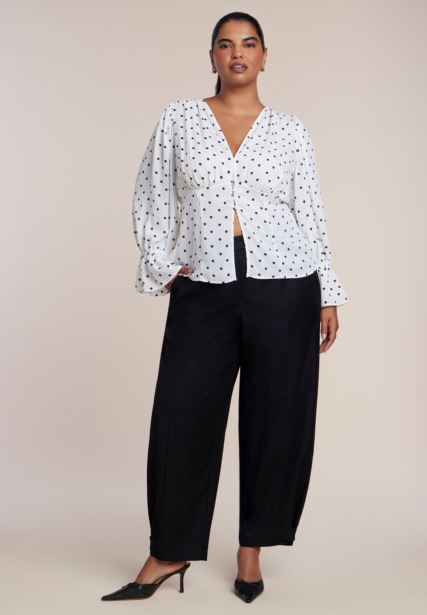 Button Ankle Barrel Trouser image number 0