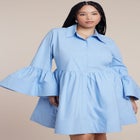 Poplin Ruffle Flare Mini Dress image number null