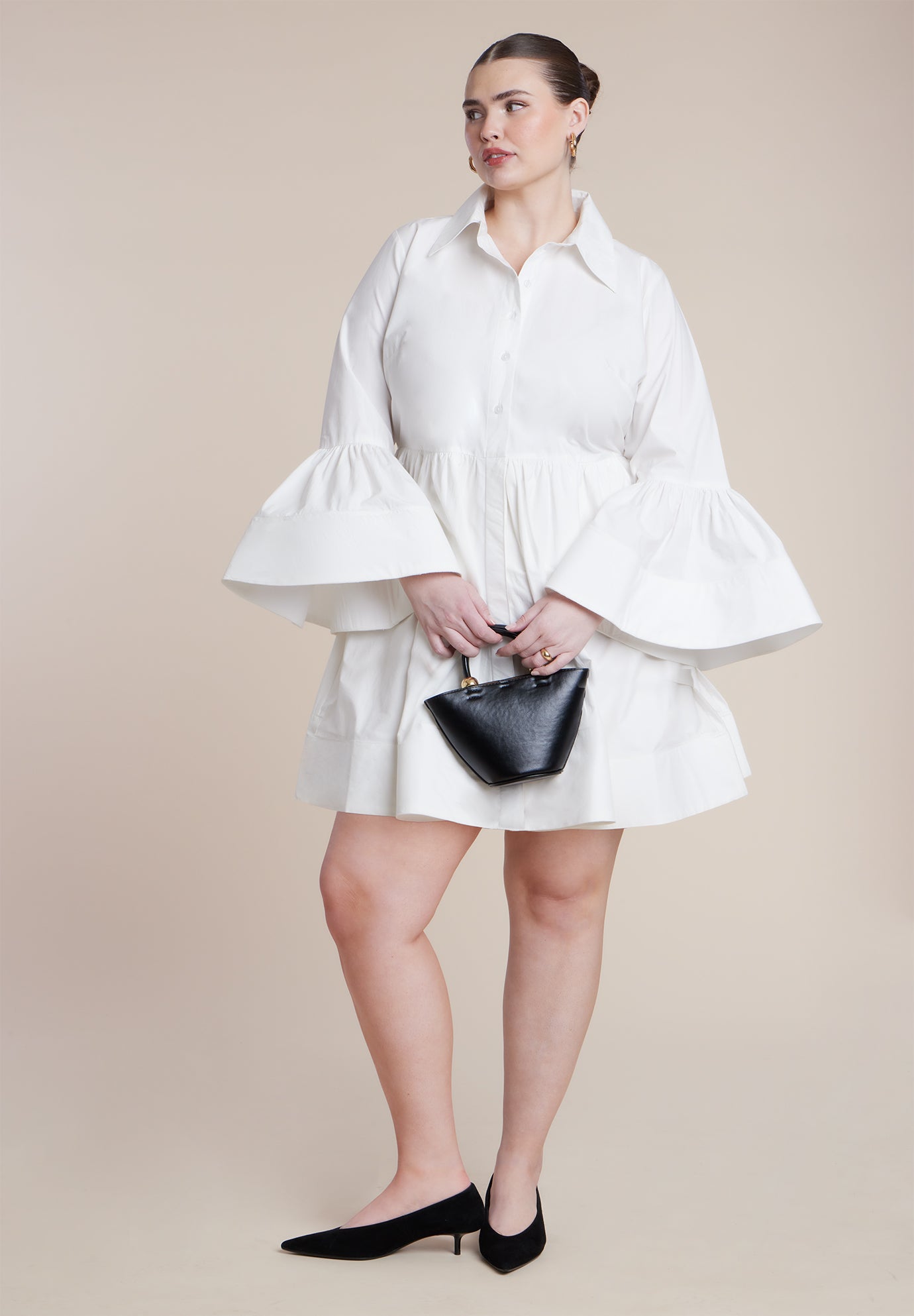 Poplin Ruffle Flare Mini Dress image number 0