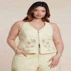 Floral Embroidery Denim Vest image number null